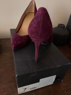 Women's Burgundy Suede Pointed-Toe Stiletto Pumps
